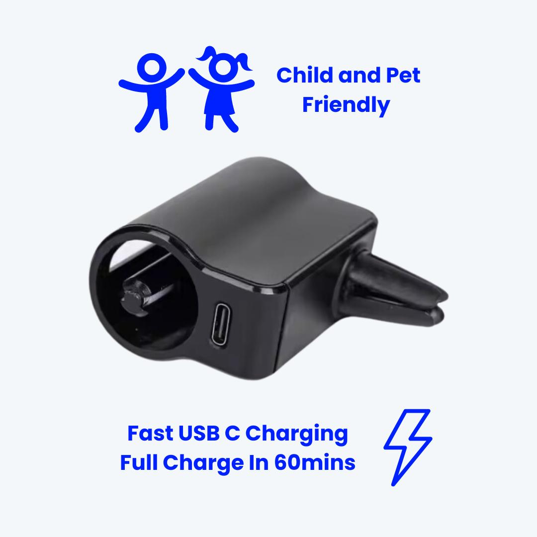 TFR car diffuser is child and pet friendly and charges fast